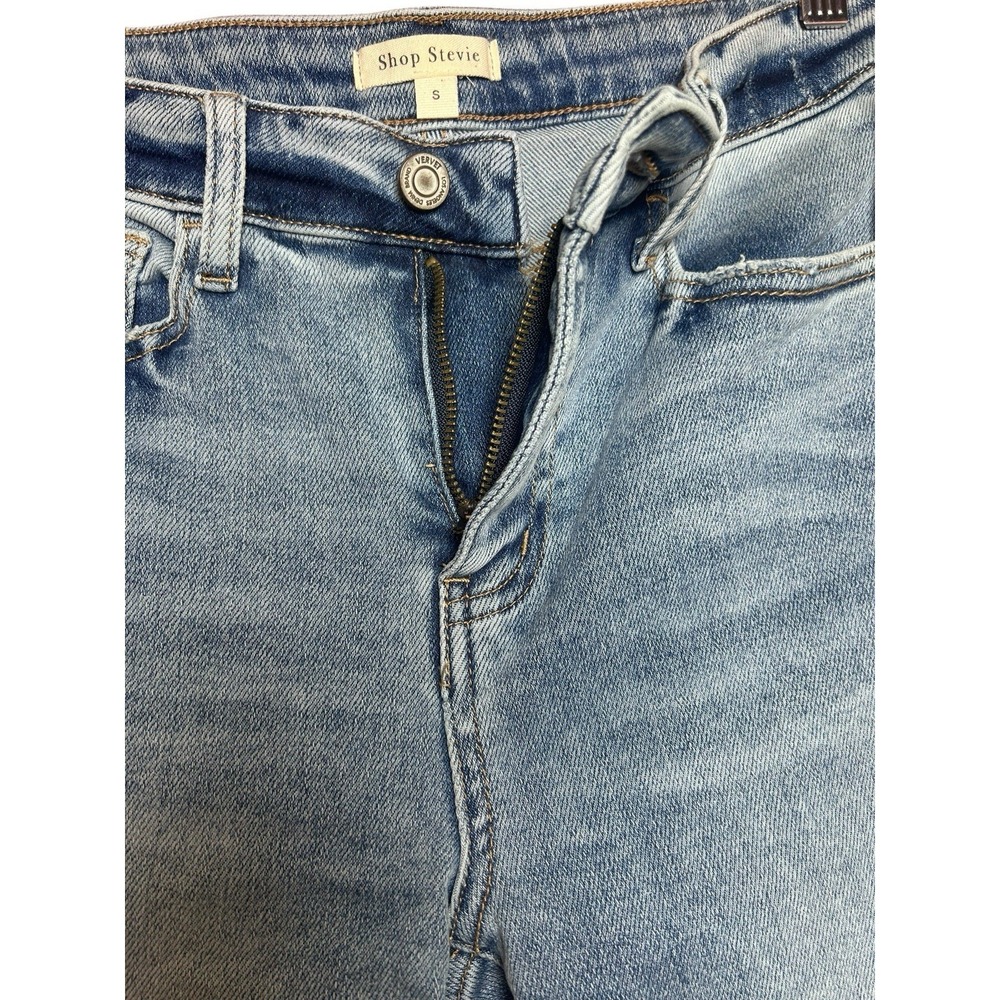 Shop Stevie Cut Off Jean Shorts Small High Rise Raw Hem Stretch Denim - Picture 7 of 11